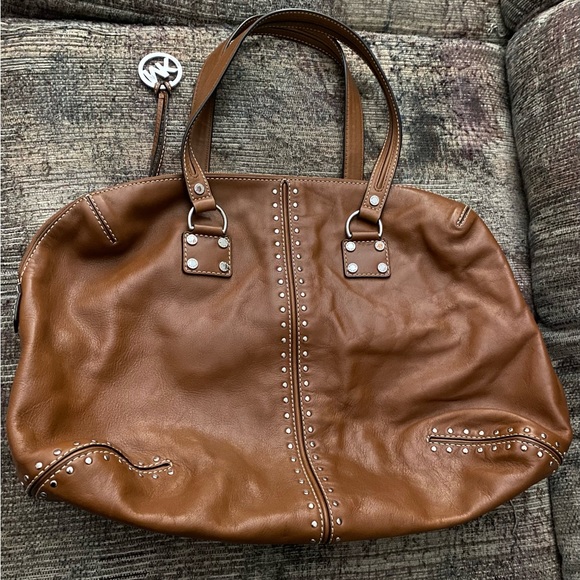 Michael Kors Extra-Large Studded Leather Weekender Bag. - Picture 4 of 16